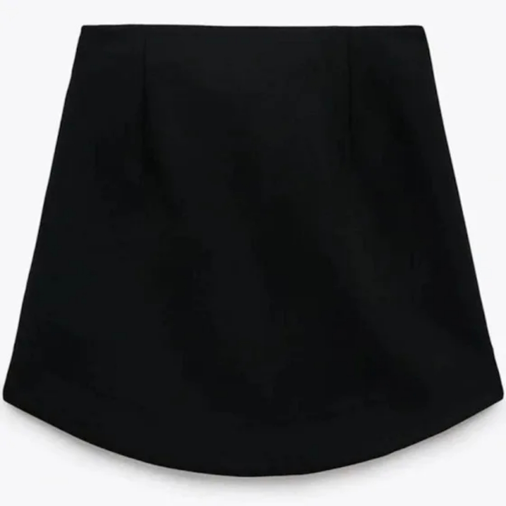 ZARA MINI SKIRT with black & gold front buttons BLACK SZ L - Picture 2 of 7